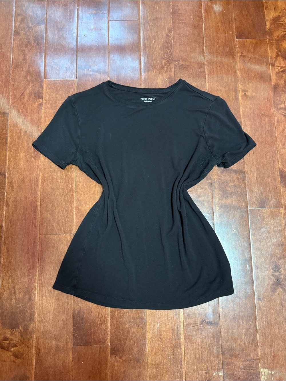 Nine West Black Short Sleeve Crewneck Tee XS